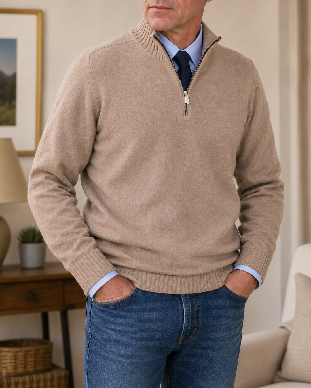 Strickpullover Herren | Mit Viertelreißverschluss & Bequem 3