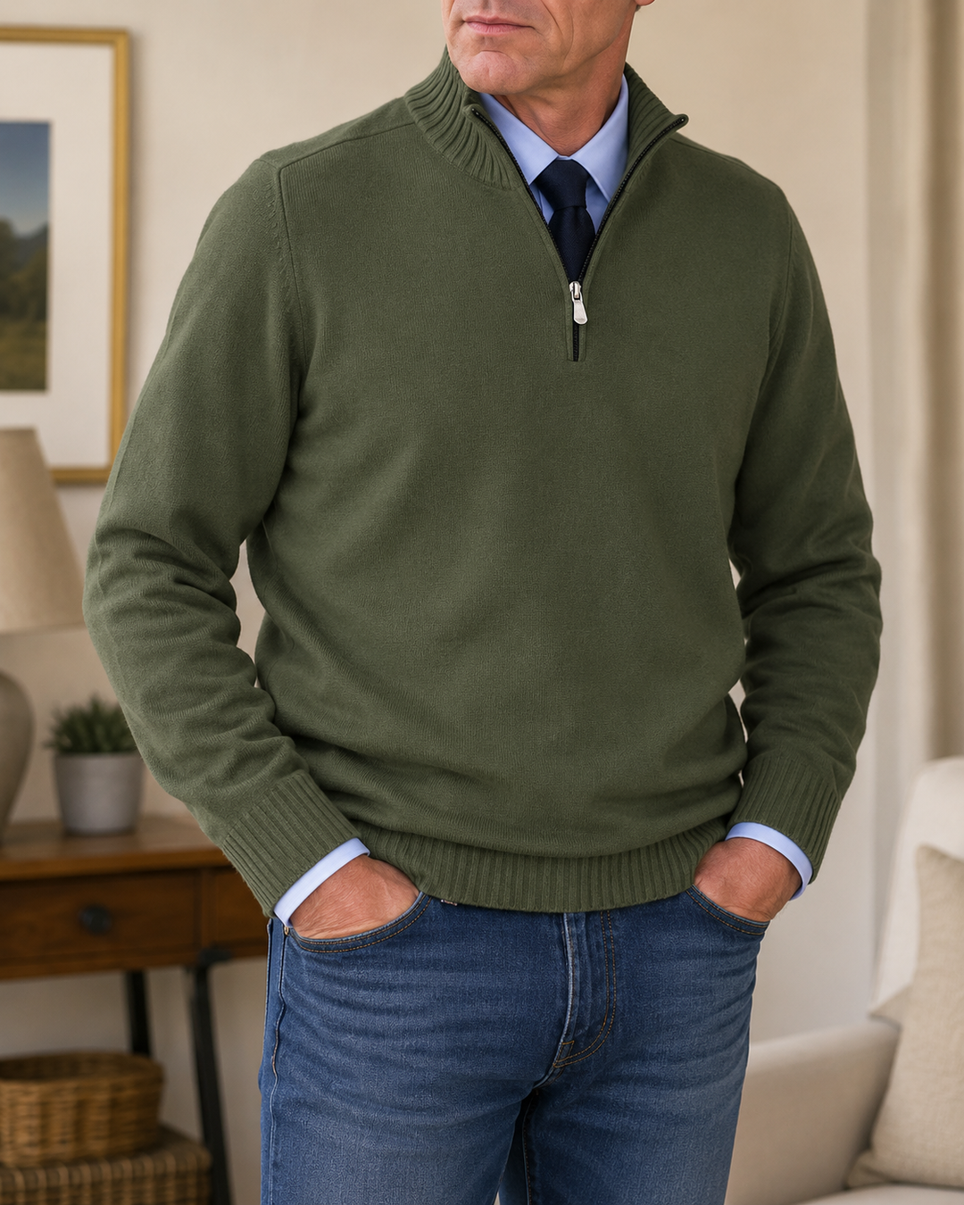Strickpullover Herren | Mit Viertelreißverschluss & Bequem 4
