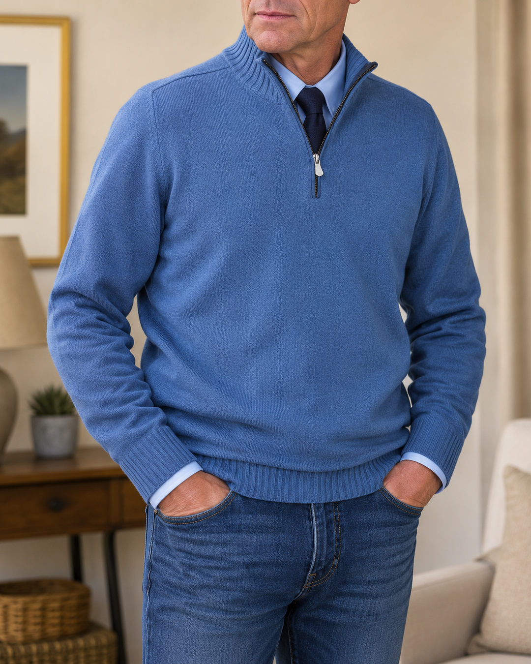 Strickpullover Herren | Mit Viertelreißverschluss & Bequem 5