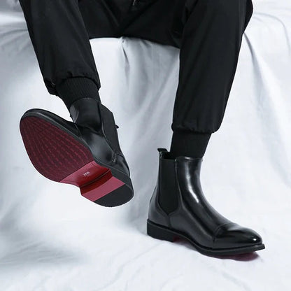 Corvund | Herren Chelsea Boots Schwarz Leder - Black - Image 3