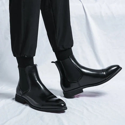 Corvund | Herren Chelsea Boots Schwarz Leder - Black - Image 1