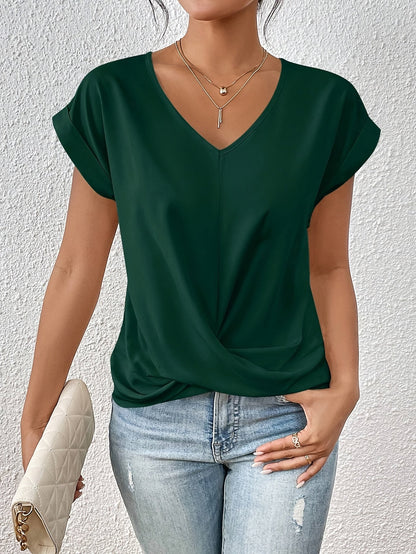 Sommer Top Damen | Elegantes Twist-Drape mit V-Ausschnitt