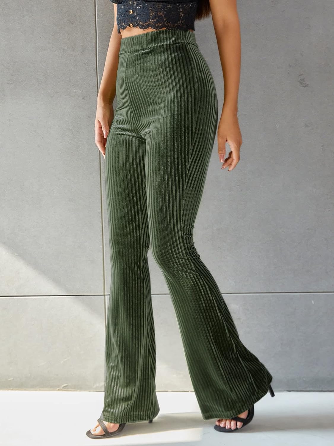 Cordhose für Damen | Hohe Taille, ausgestelltes Bein