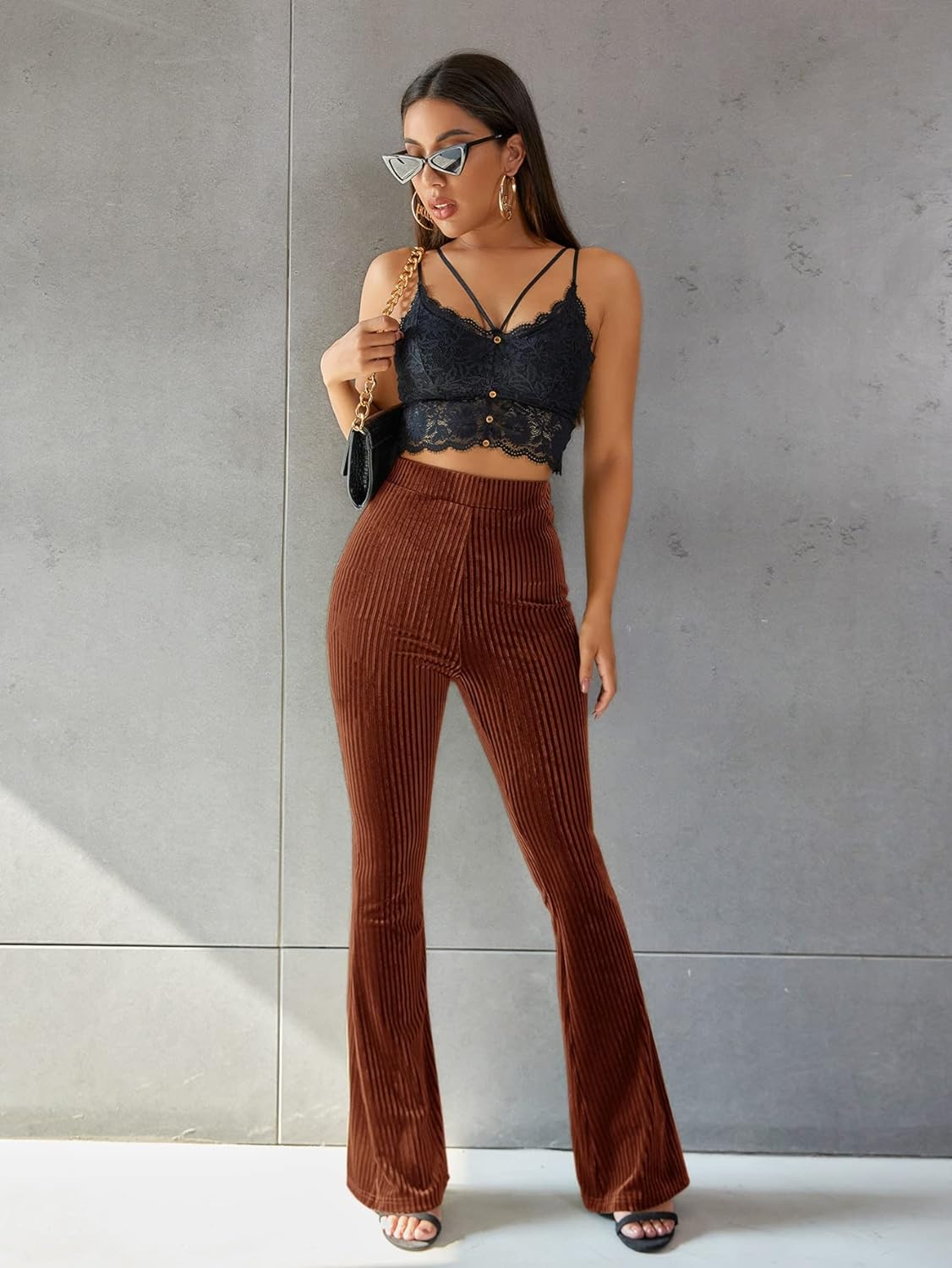 Cordhose für Damen | Hohe Taille, ausgestelltes Bein