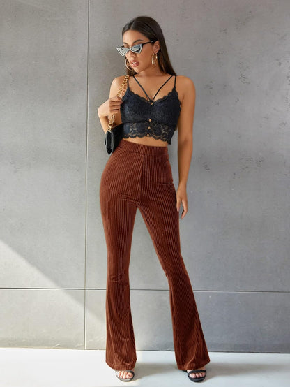 Cordhose für Damen | Hohe Taille, ausgestelltes Bein