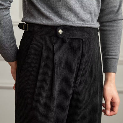 Cordhose für Herren | Hohe Taille, Falten vorne
