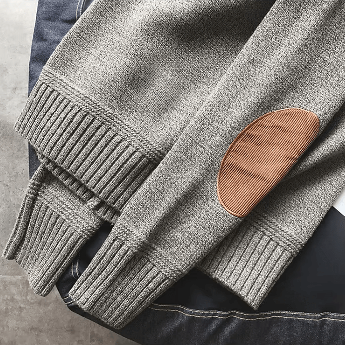 Cordpullover mit Ellenbogenflicken für Herren | Langarm