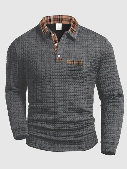 Crispin | Herren Langarm Poloshirt mit Karokragen 2