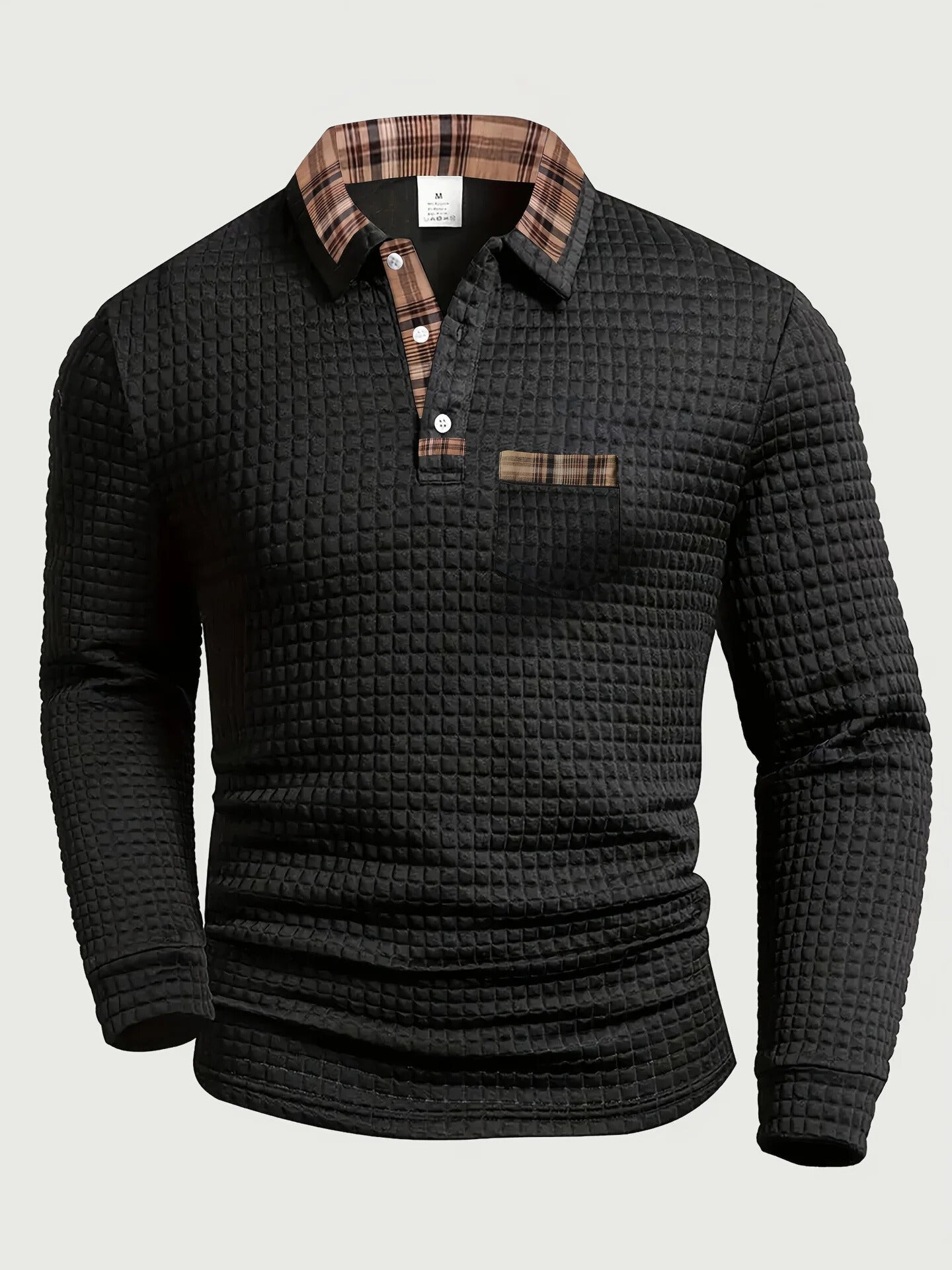 Crispin | Herren Langarm Poloshirt mit Karokragen 3