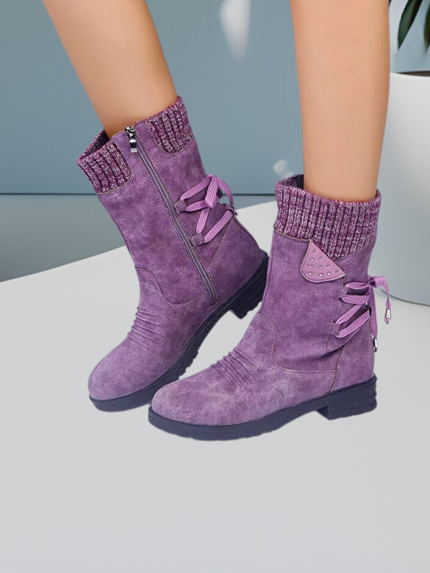 Cristina | Wasserdichte, rutschfeste Stiefel für Damen mit Schnürung und Reißverschluss