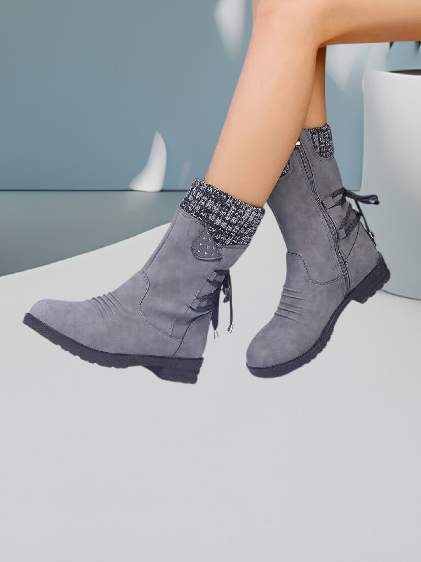 Cristina | Wasserdichte, rutschfeste Stiefel für Damen mit Schnürung und Reißverschluss