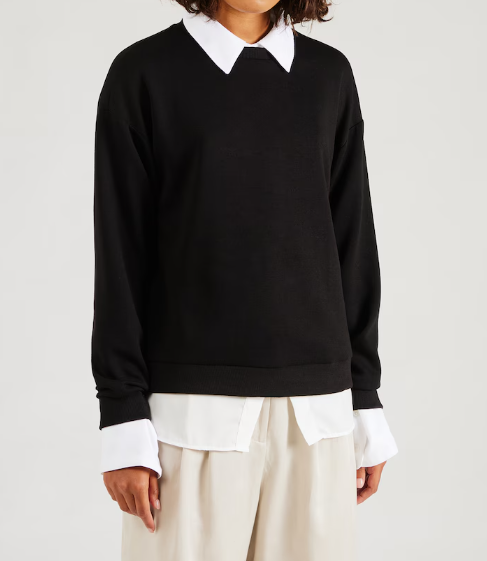 Damen Pullover Hemdkragen Zweilagiger Look Strickpullover Freizeit 1