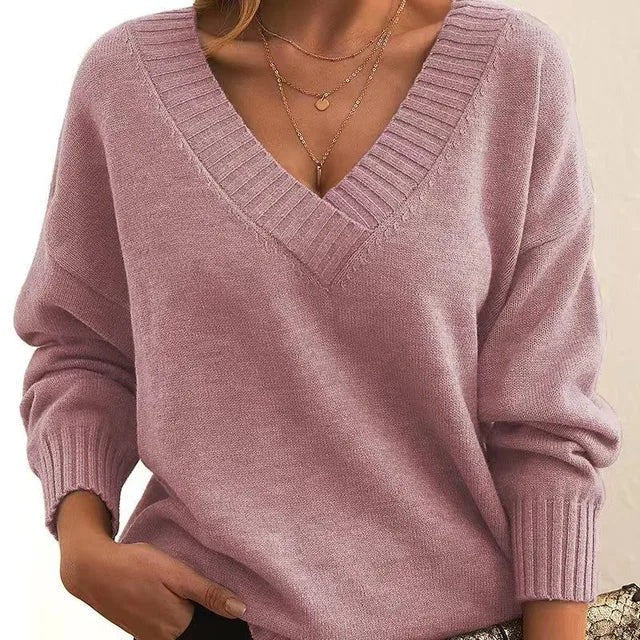 Strickpullover Damen | V-Ausschnitt & Rippbündchen 11