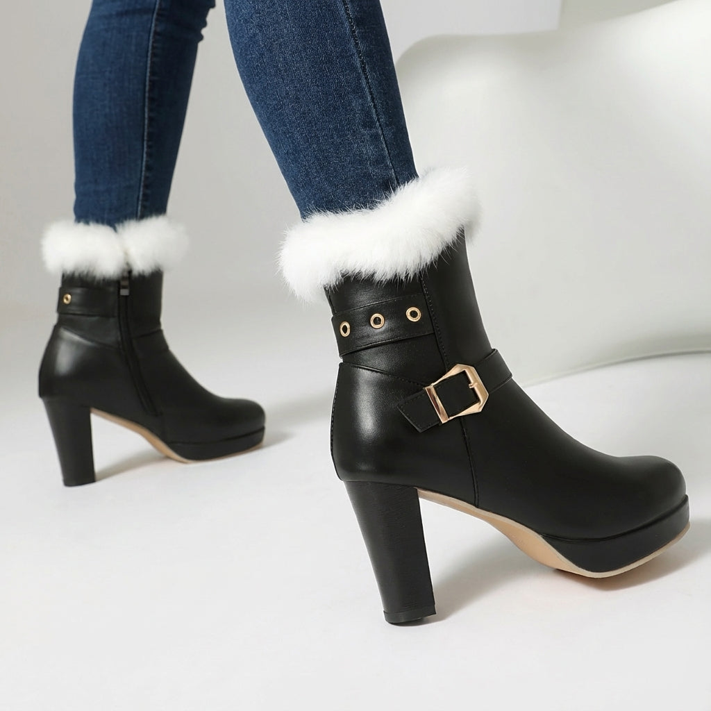 Ankle Boots Damen | Weicher Kunstfell-Besatz & Elegantes Design 2