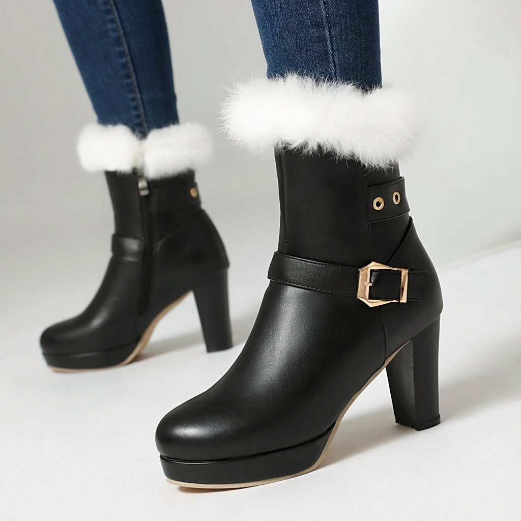 Ankle Boots Damen | Weicher Kunstfell-Besatz & Elegantes Design 1