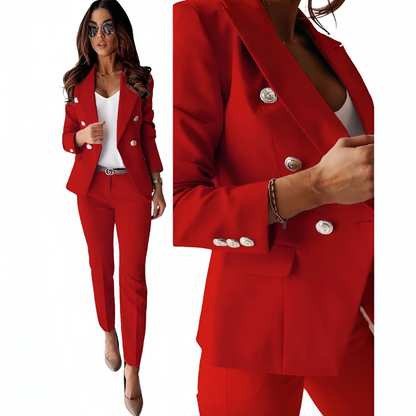 Damen Blazer Anzug Set Hosenanzug Tailliert Business 14