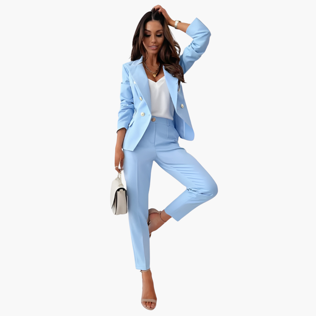 Damen Blazer Anzug Set Hosenanzug Tailliert Business 1