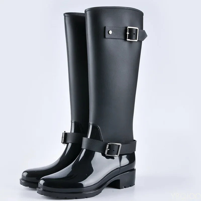 Damen-Gummistiefel | Wasserdicht mit Schnallen | Hoher Schaft