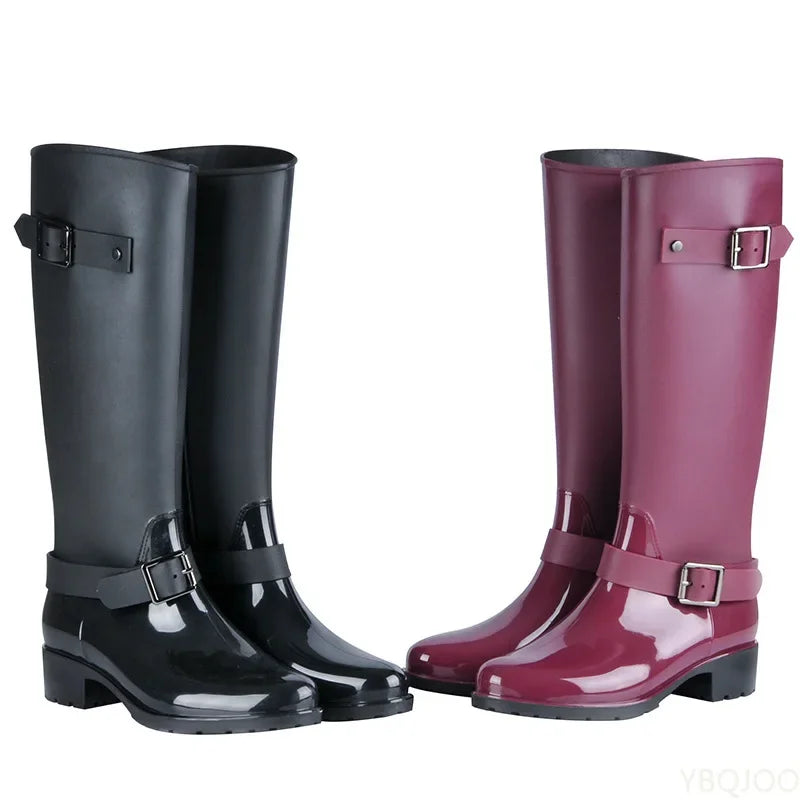 Damen-Gummistiefel | Wasserdicht mit Schnallen | Hoher Schaft