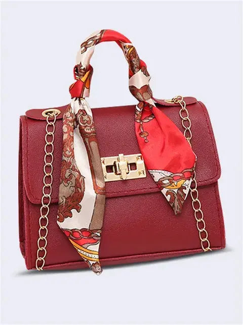 Handtasche Damen | mit Schal-Detail & Kettenriemen 8