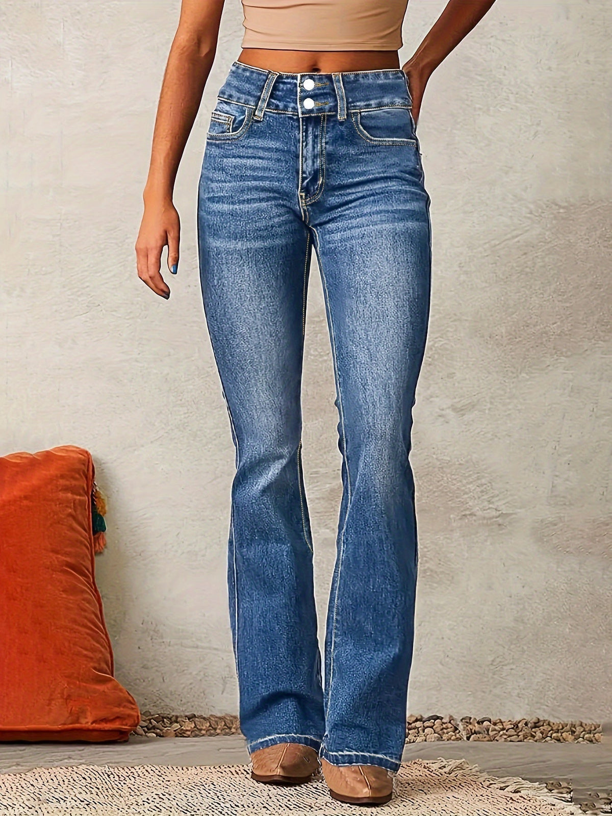 Schlagjeans Damen | Hoch Tailliert & Doppelknopf 1