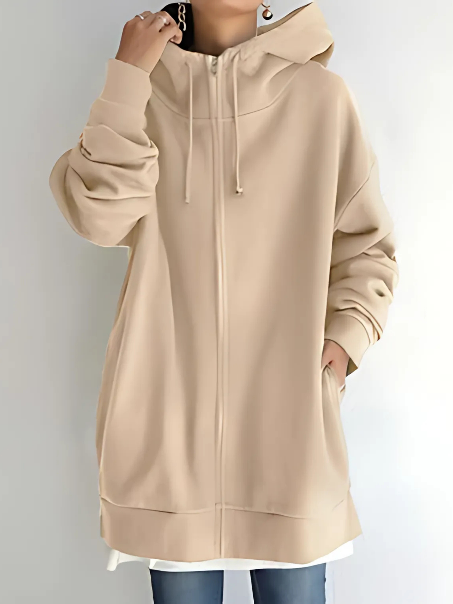 Damen-Kapuzenpullover mit Reißverschluss | mit Taschen