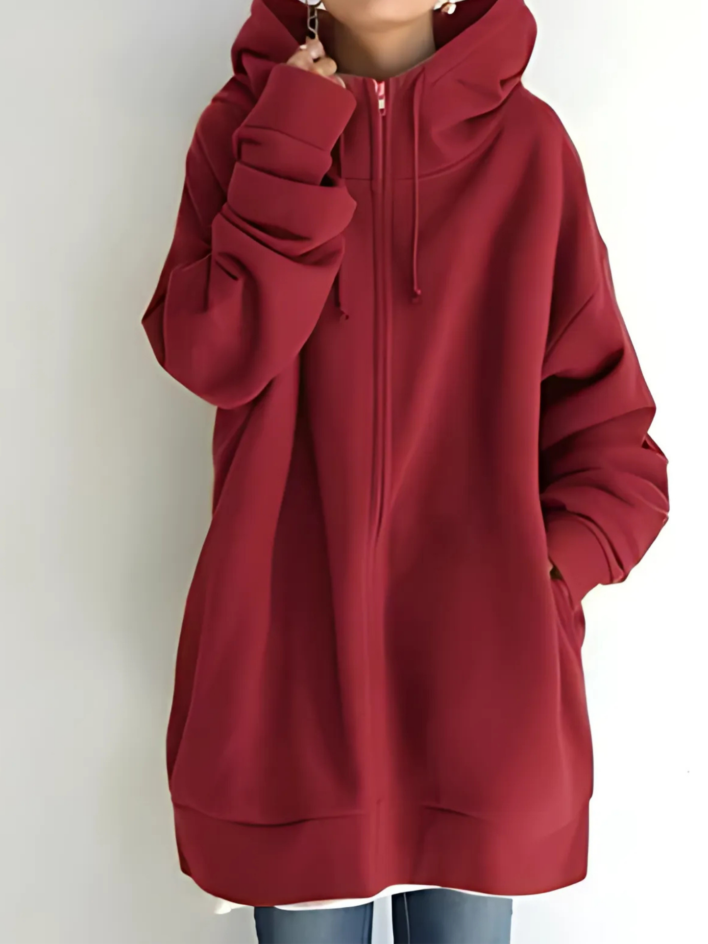 Damen-Kapuzenpullover mit Reißverschluss | mit Taschen