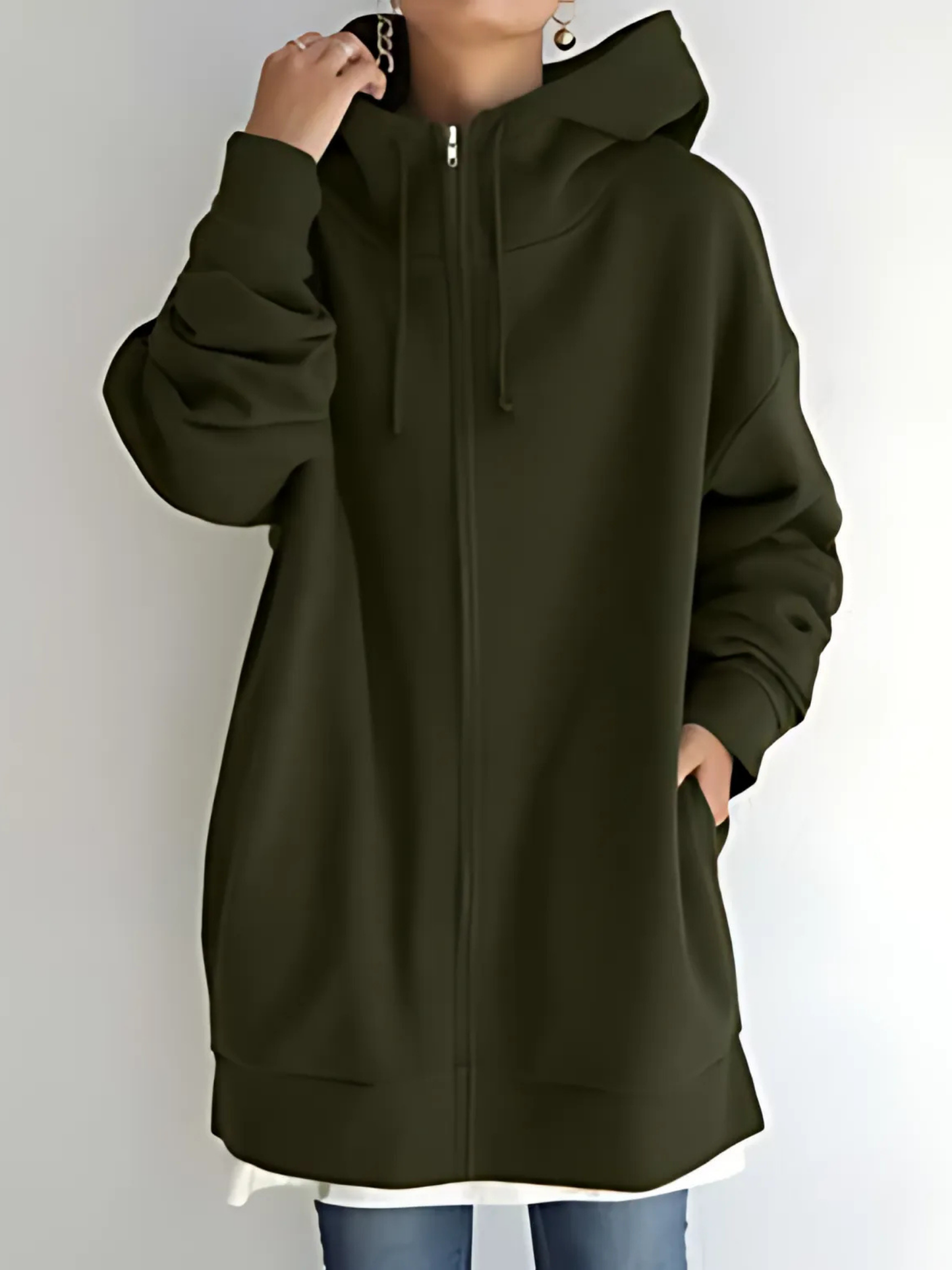 Damen-Kapuzenpullover mit Reißverschluss | mit Taschen