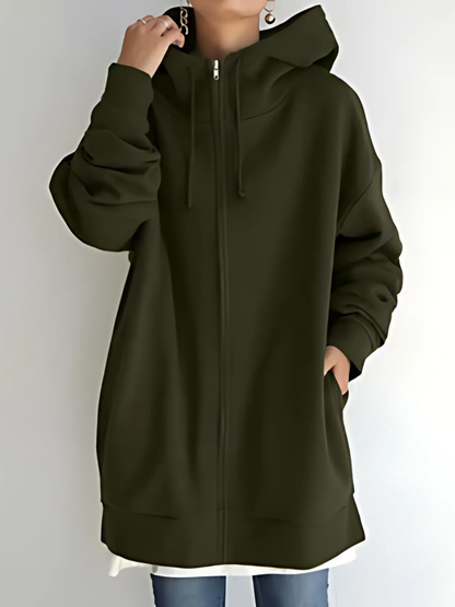 Damen-Kapuzenpullover mit Reißverschluss | mit Taschen