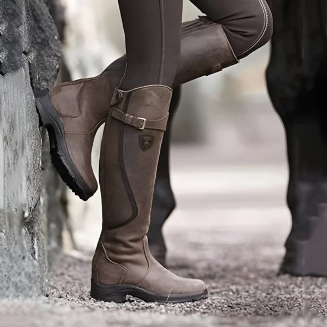 Stiefel Damen Langschaft Reitstil in Dunkelbraun