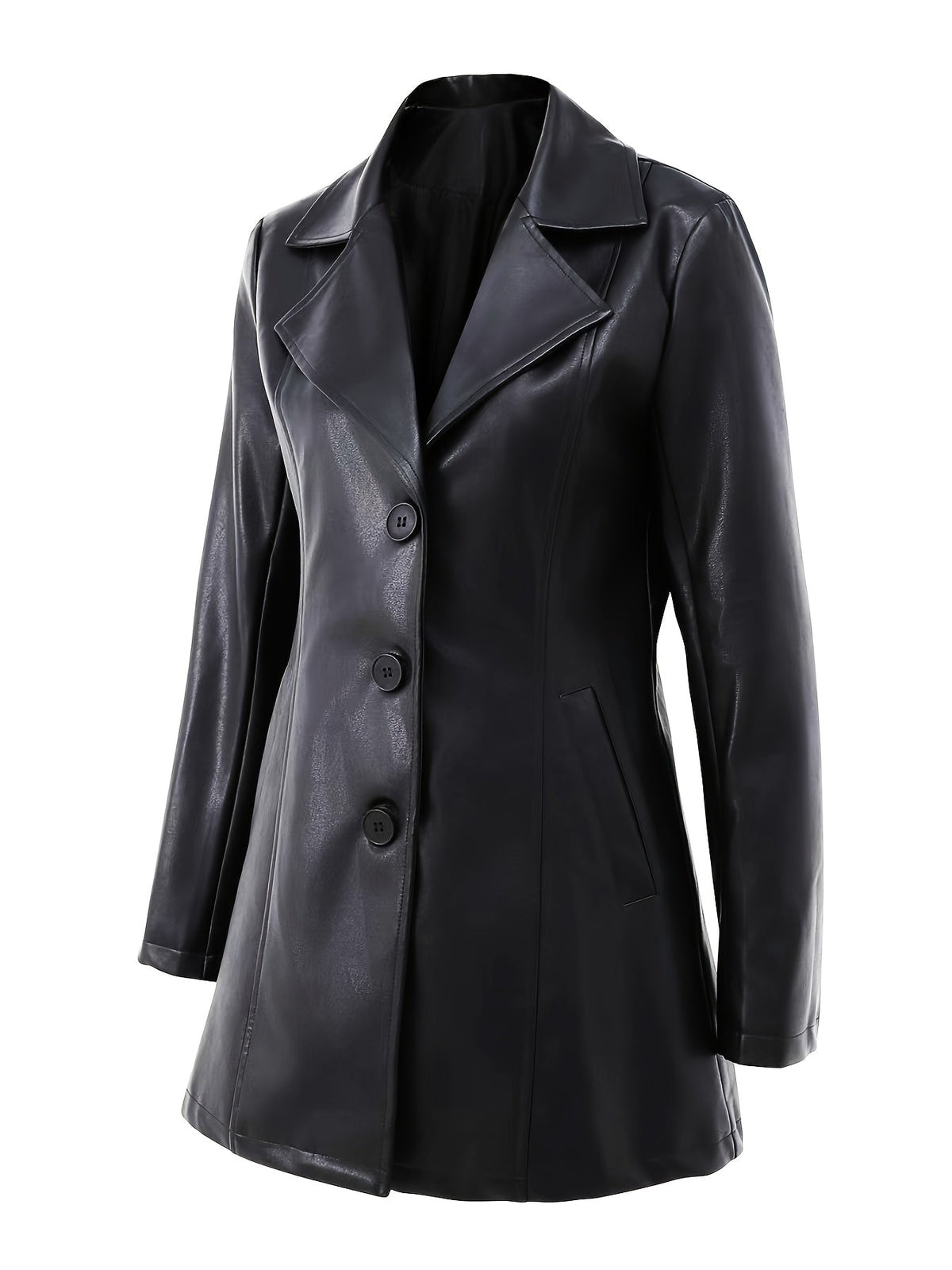 Freyborg | Damen Ledermantel Slim Fit Langmantel - Black - Image 3