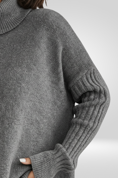 Irmtraud | Damen Rollkragenpullover Oversized Strickpullover - Beige - Image 13