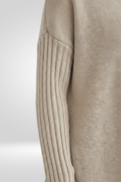 Irmtraud | Damen Rollkragenpullover Oversized Strickpullover - Beige - Image 5