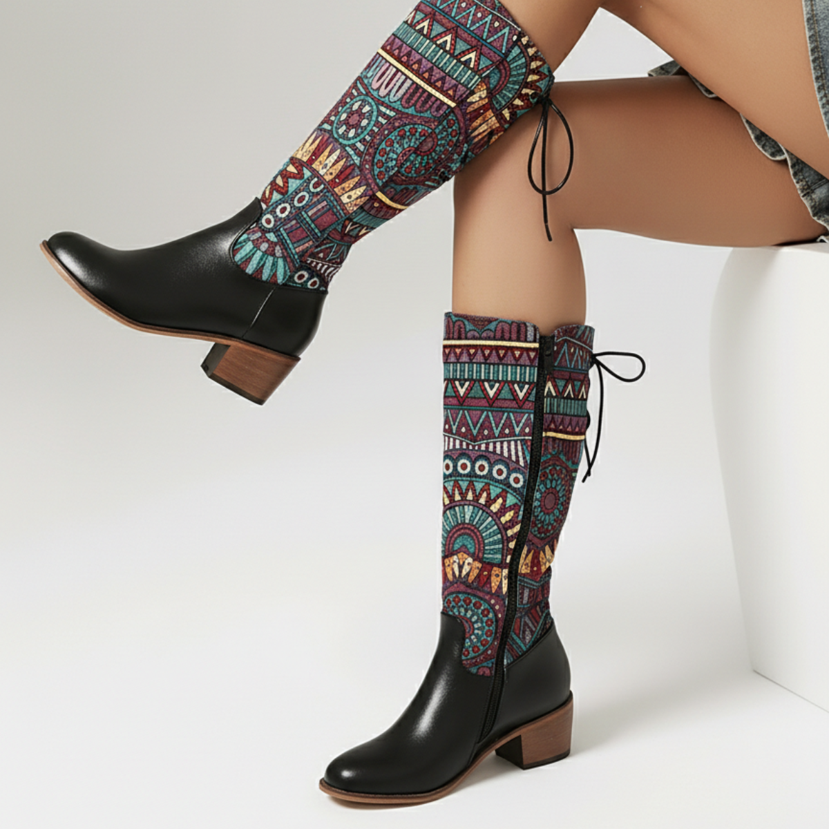 Stiefel Damen | Böhmisches Muster & Blockabsatz 5