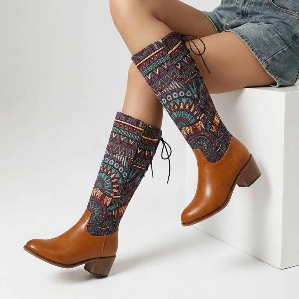 Stiefel Damen | Böhmisches Muster & Blockabsatz 1