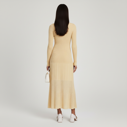 Damen Strickkleid Figurbetont Knopfleiste Kragenausschnitt 3