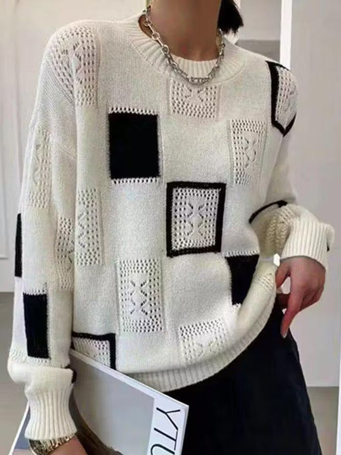 Strickpullover Damen | Patchwork-Design & Weicher Komfort 3