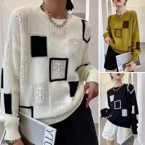 Strickpullover Damen | Patchwork-Design & Weicher Komfort 4
