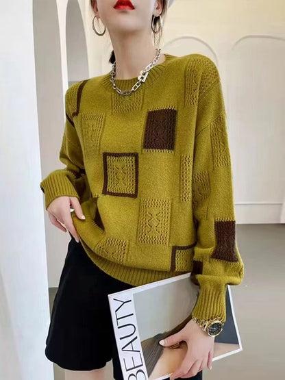 Strickpullover Damen | Patchwork-Design & Weicher Komfort 1