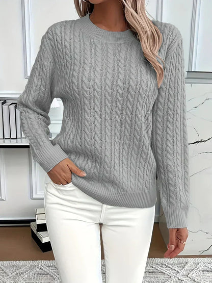 Aldine | Damen Zopfmuster Strickpullover Weiß - White - Image 4