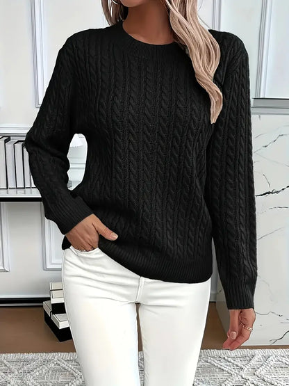 Aldine | Damen Zopfmuster Strickpullover Weiß - White - Image 7