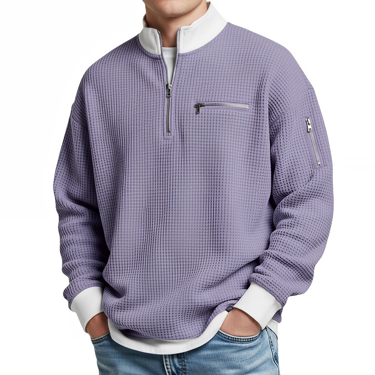 Sweatshirt Damen | Waffelstrick & Viertelreißverschluss 10