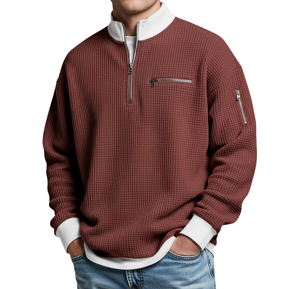 Sweatshirt Damen | Waffelstrick & Viertelreißverschluss 11