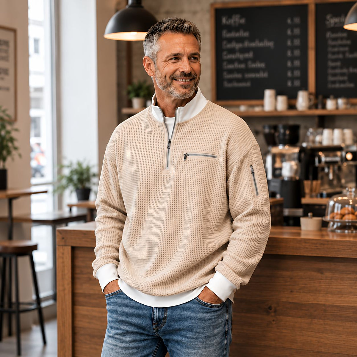 Sweatshirt Damen | Waffelstrick & Viertelreißverschluss 2