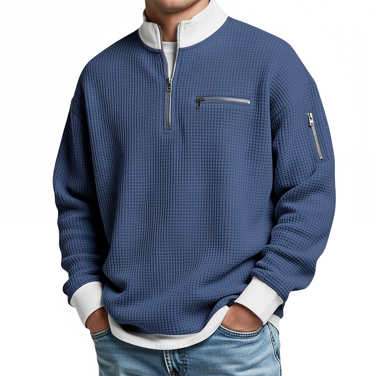 Sweatshirt Damen | Waffelstrick & Viertelreißverschluss 3