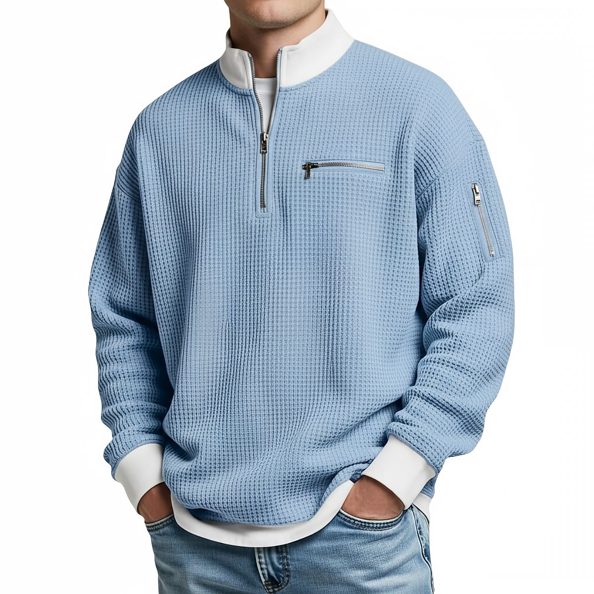 Sweatshirt Damen | Waffelstrick & Viertelreißverschluss 4