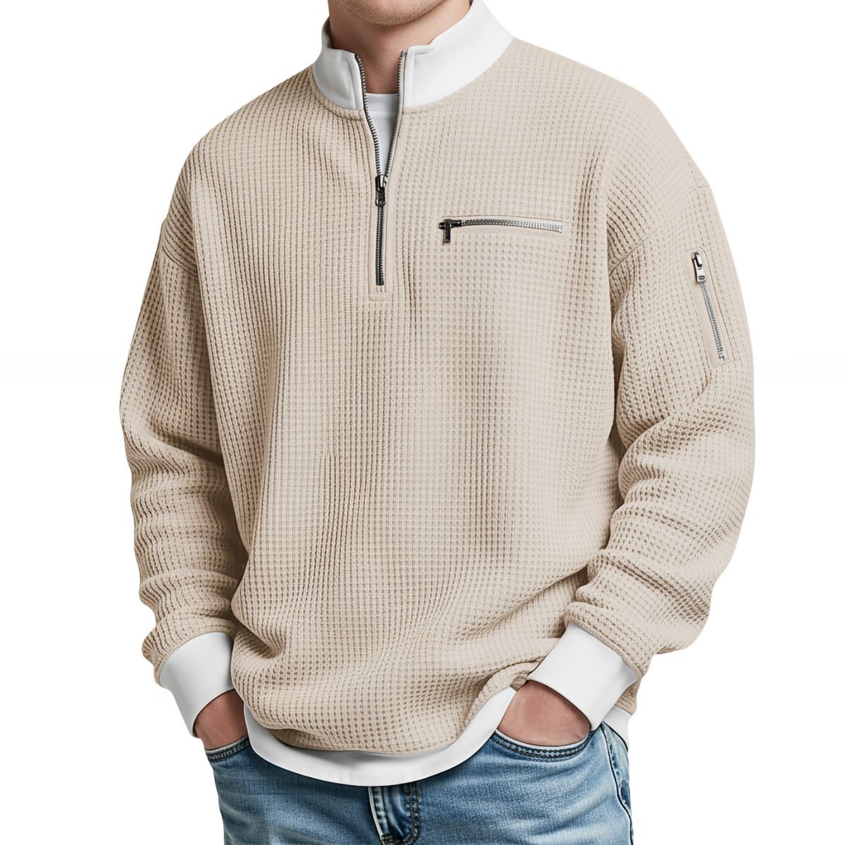 Sweatshirt Damen | Waffelstrick & Viertelreißverschluss 5