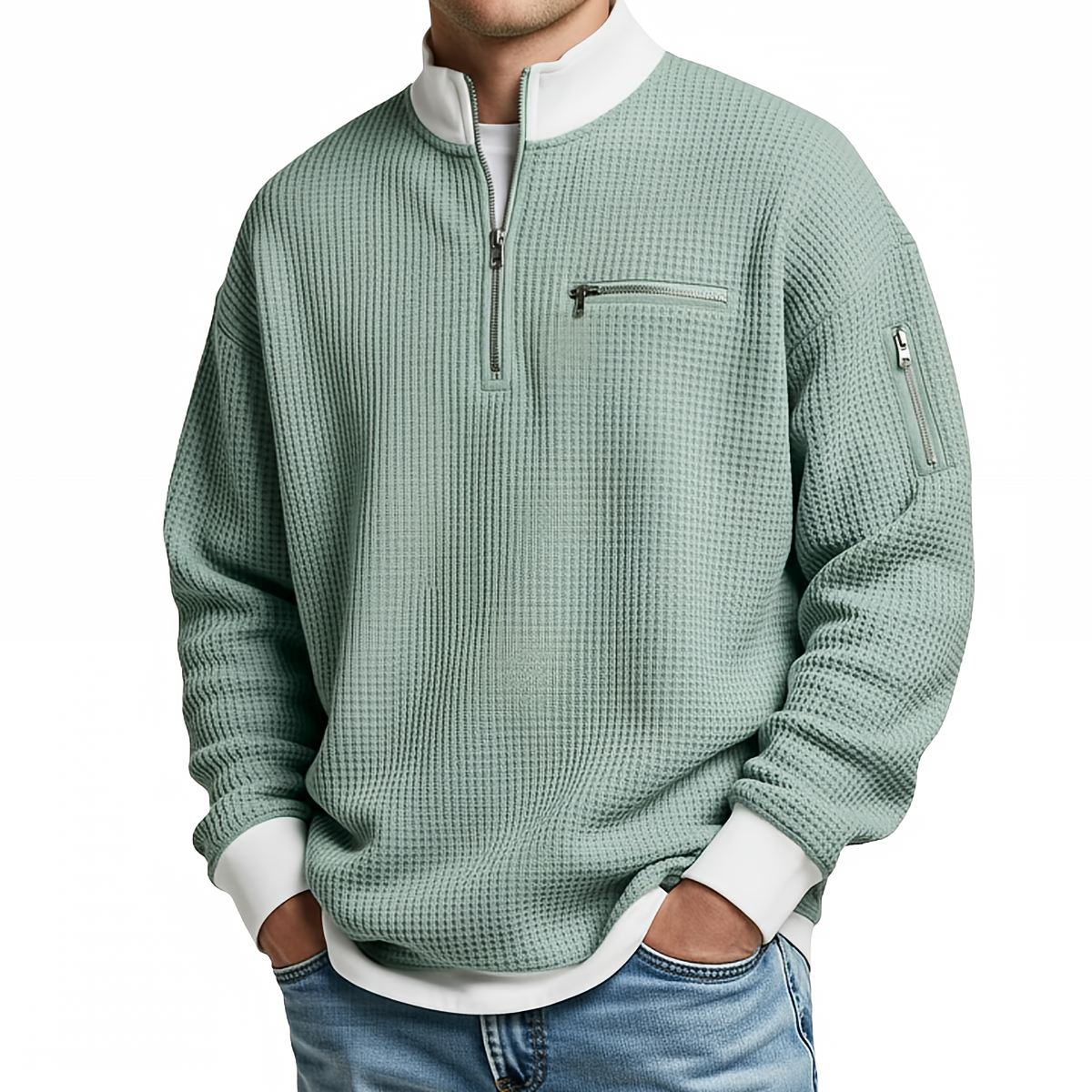 Sweatshirt Damen | Waffelstrick & Viertelreißverschluss 6