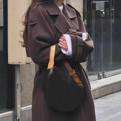 Fjelwynn | Damen Wollmantel Oversize Langer Wintermantel - Image 4