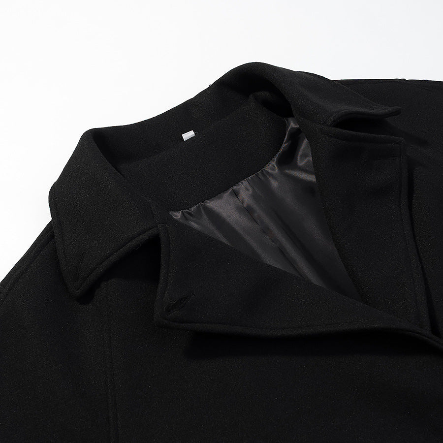 Guldvera | Damen Wollmantel Langer Wintermantel - Black - Image 3